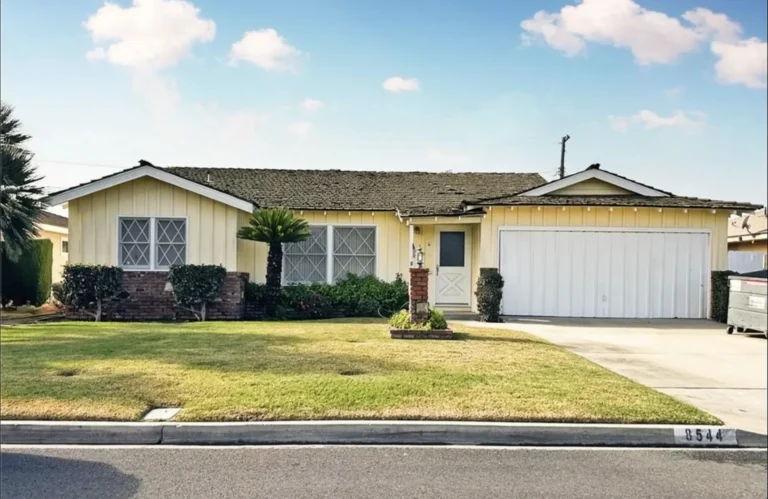 Front exterior of the existing Downey home before the interior remodel